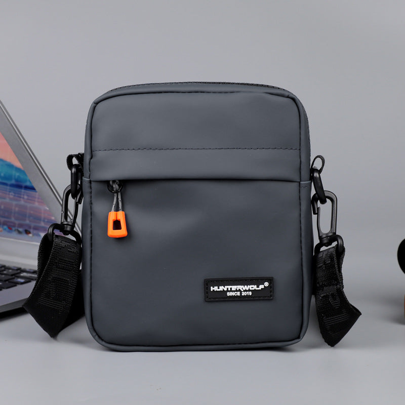 Men's Solid Color PU Leather Crossbody Bag With Ornament And Sling Strap, Perfect For Autumn