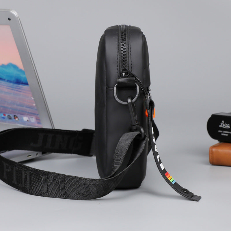 Men's Solid Color PU Leather Crossbody Bag With Ornament And Sling Strap, Perfect For Autumn