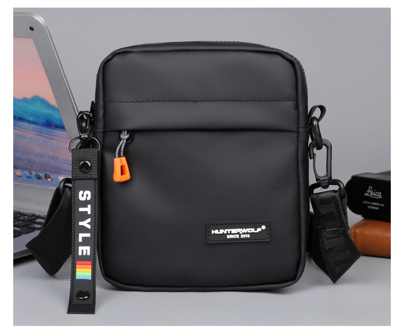 Men's Solid Color PU Leather Crossbody Bag With Ornament And Sling Strap, Perfect For Autumn