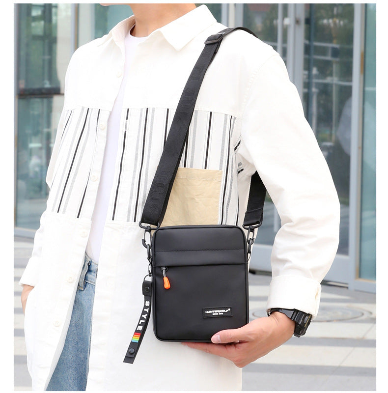 Men's Solid Color PU Leather Crossbody Bag With Ornament And Sling Strap, Perfect For Autumn