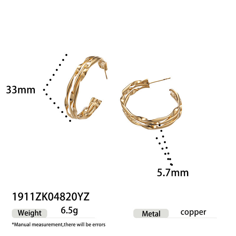 1 Pair Simple Style Geometric Brass Ear Studs