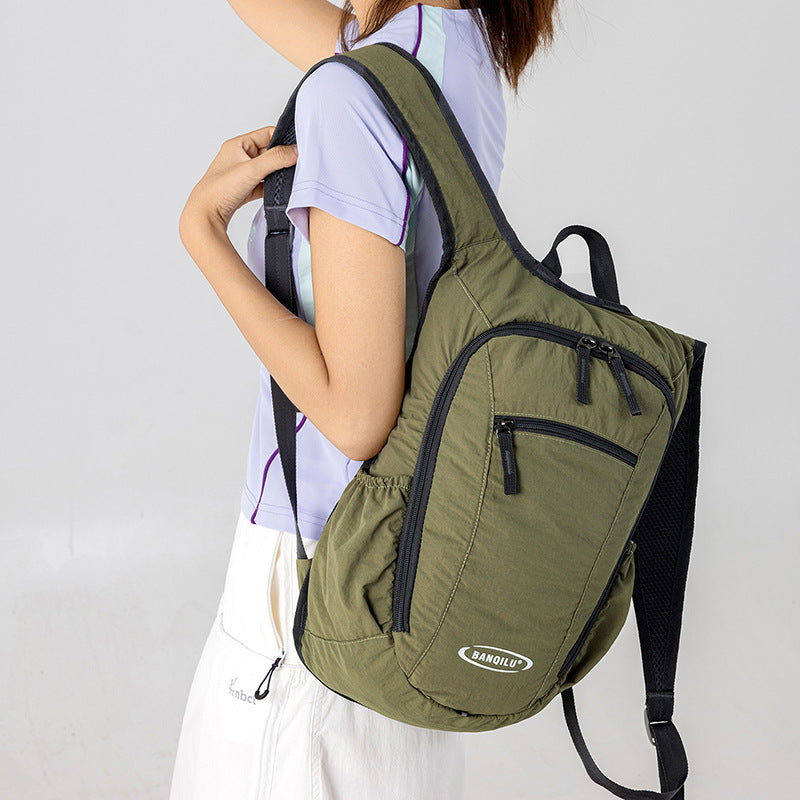 Color Block Hiking Backpack Made Of Nylon With Breathable Design, Unisex, Ideal For Summer Hiking And Trekking