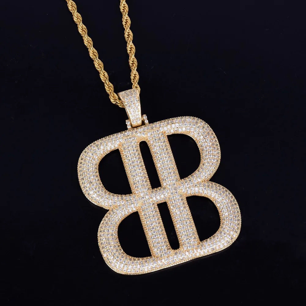 Hip-Hop Men's Letter Pendant In Gold With Electroplated Copper And Zircon Inlay