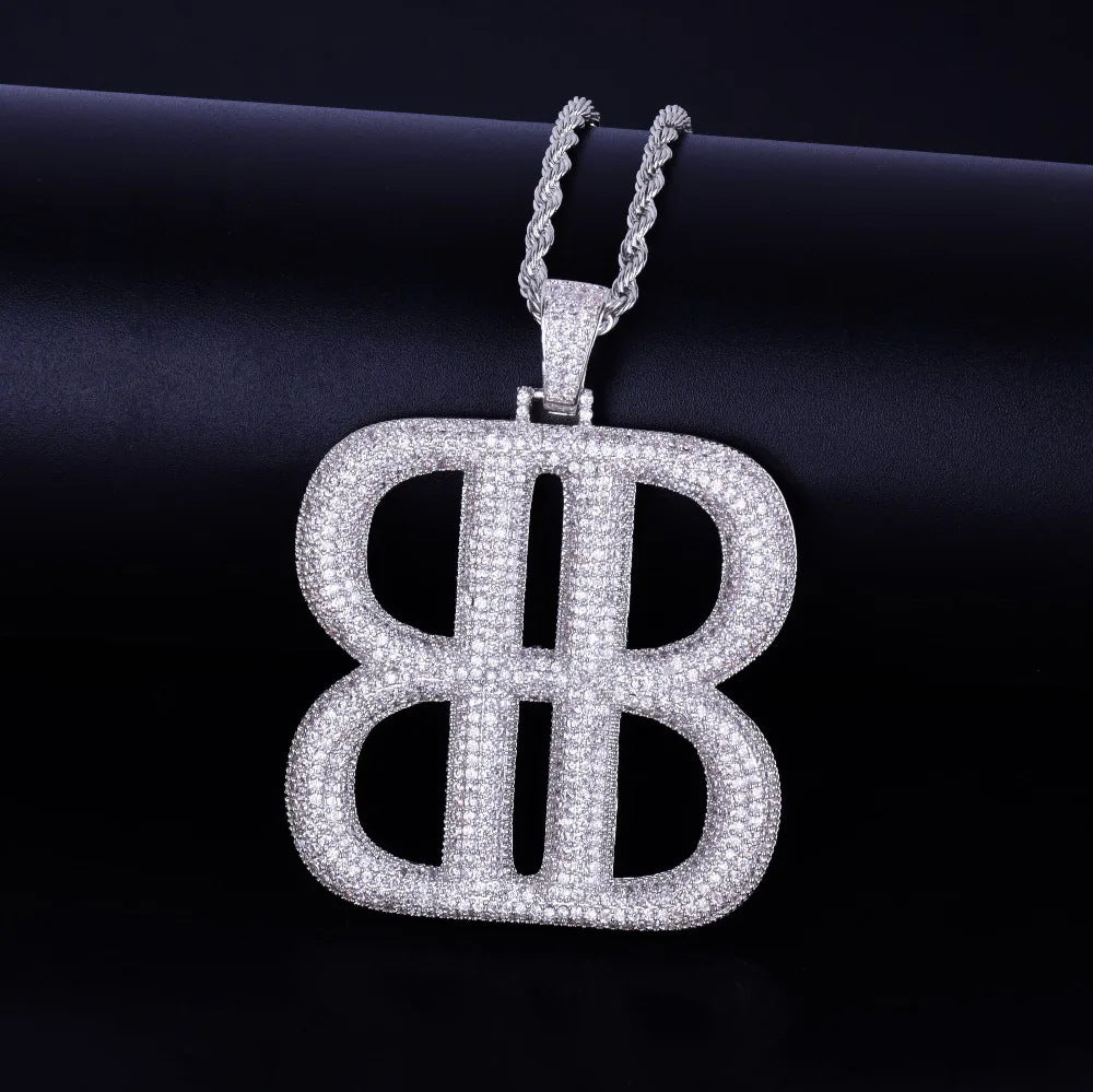 Hip-Hop Men's Letter Pendant In Gold With Electroplated Copper And Zircon Inlay