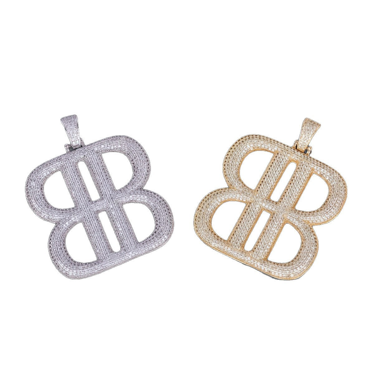 Hip-Hop Men's Letter Pendant In Gold With Electroplated Copper And Zircon Inlay