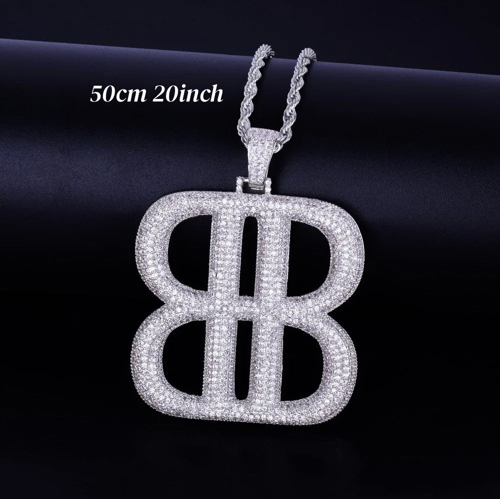 Hip-Hop Men's Letter Pendant In Gold With Electroplated Copper And Zircon Inlay