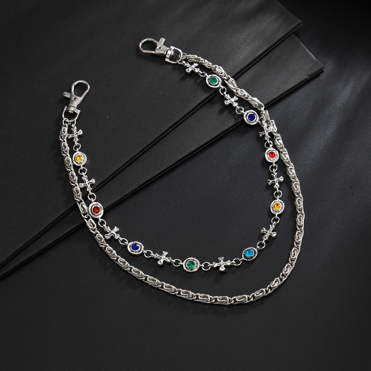 Hip-Hop Style Cross Chain Pendant In Alloy Featuring Gem Inlay For Trendy Accessories