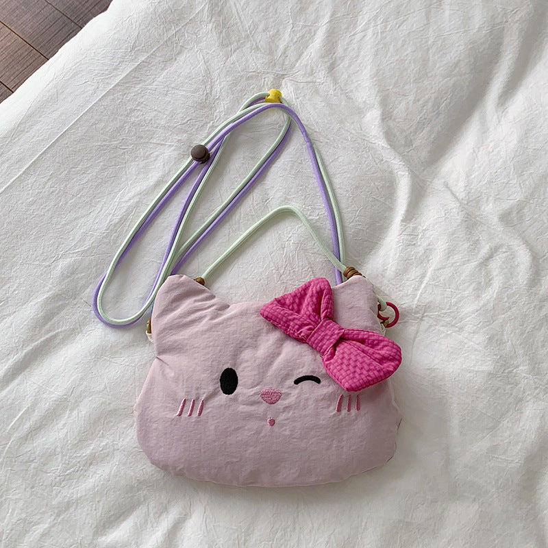 Cartoon Round Nylon Crossbody Bag With Floral Design, Single Shoulder Strap, Perfect For Summer