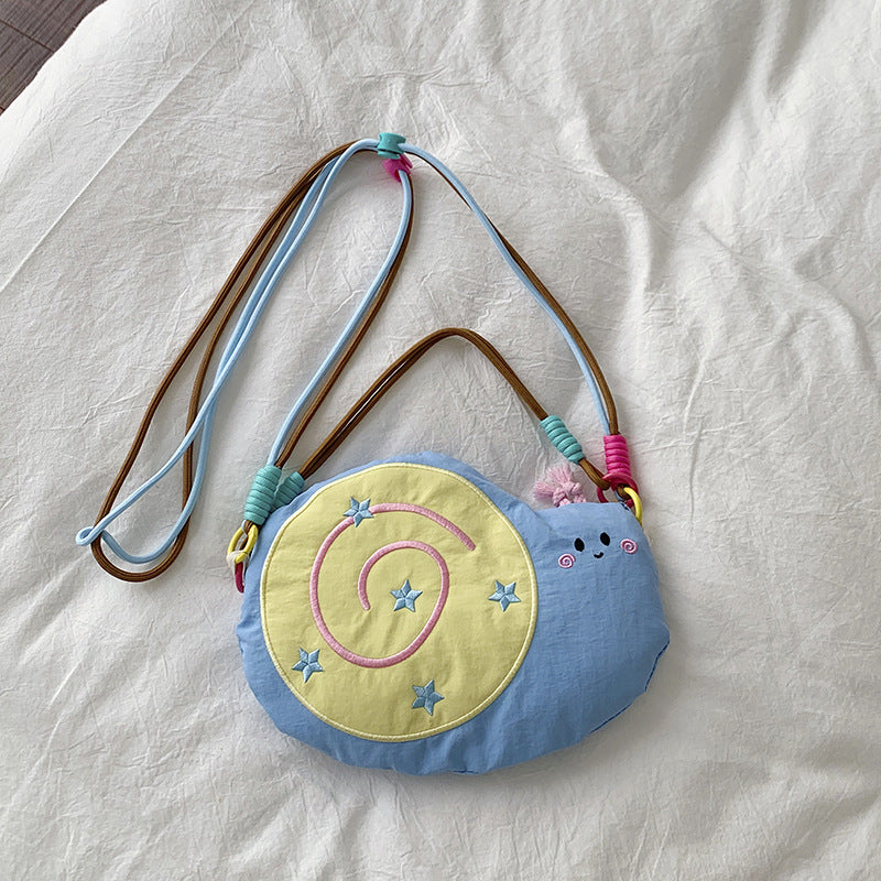 Cartoon Round Nylon Crossbody Bag With Floral Design, Single Shoulder Strap, Perfect For Summer