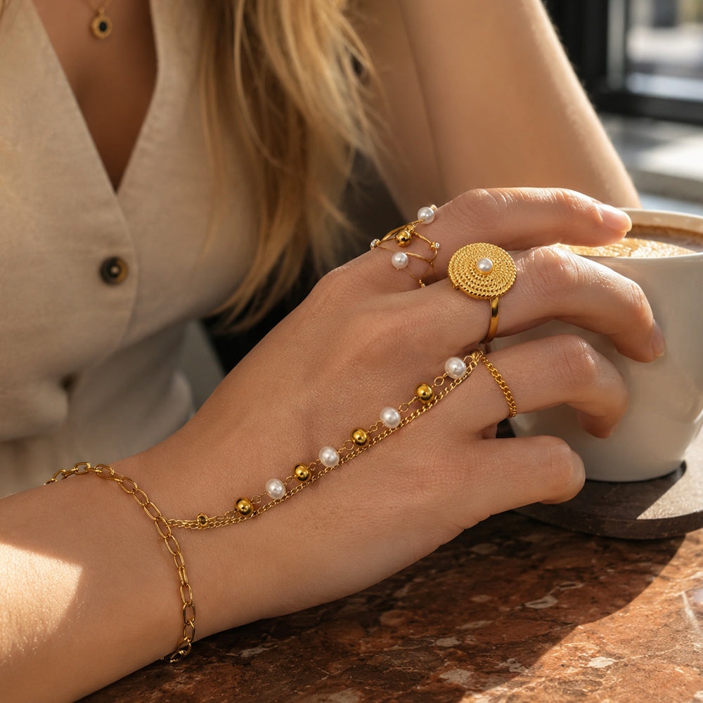 Bohemian Geometric Bracelets In 18K Real Gold Plated 304 Stainless Steel With Waterproof Non Tarnish PVD Coated Cable Chain