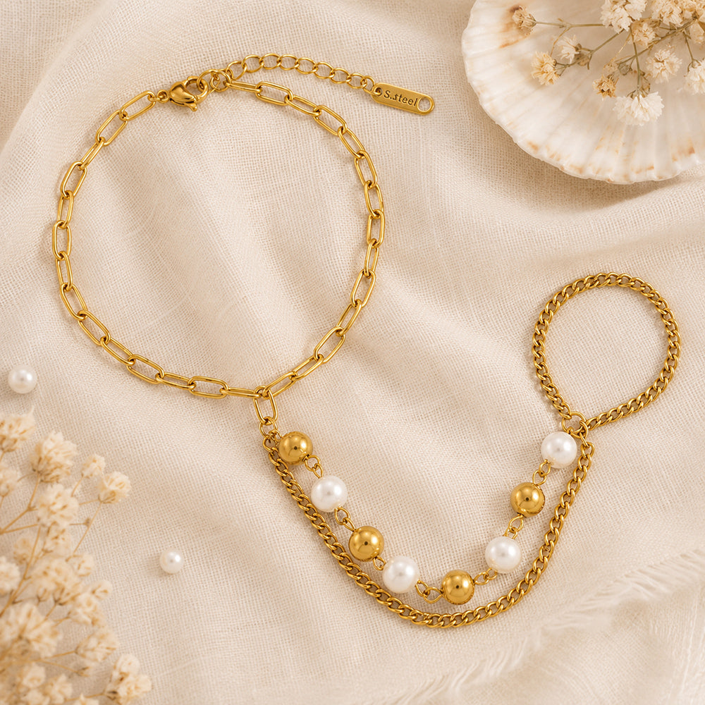Bohemian Geometric Bracelets In 18K Real Gold Plated 304 Stainless Steel With Waterproof Non Tarnish PVD Coated Cable Chain