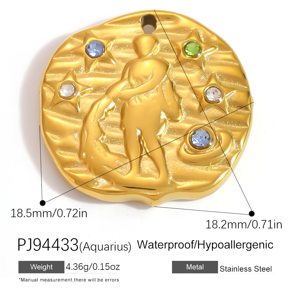 Constellation Pendant In 304 Stainless Steel With 18K Real Gold Plated 0.03µm PVD Coated Finish Featuring Inlay Craft, 1 PCS Package