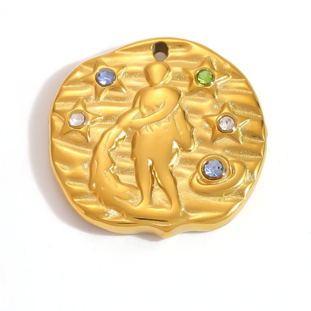 Constellation Pendant In 304 Stainless Steel With 18K Real Gold Plated 0.03µm PVD Coated Finish Featuring Inlay Craft, 1 PCS Package
