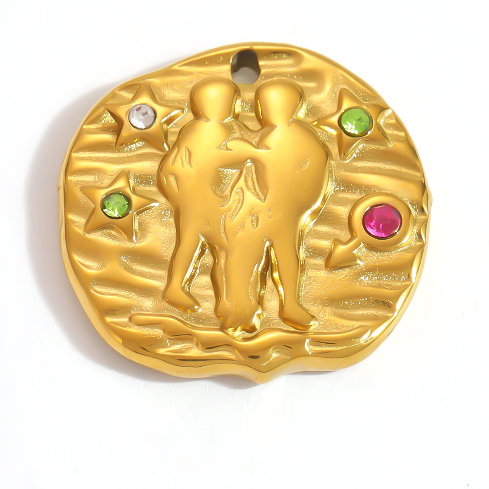 Constellation Pendant In 304 Stainless Steel With 18K Real Gold Plated 0.03µm PVD Coated Finish Featuring Inlay Craft, 1 PCS Package