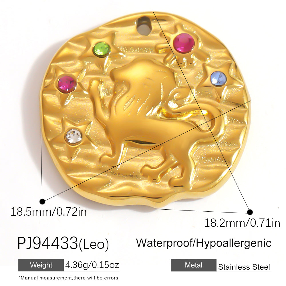 Constellation Pendant In 304 Stainless Steel With 18K Real Gold Plated 0.03µm PVD Coated Finish Featuring Inlay Craft, 1 PCS Package