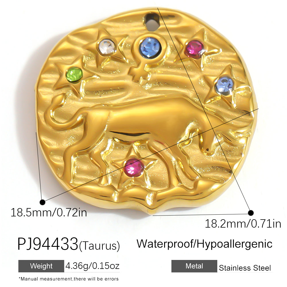 Constellation Pendant In 304 Stainless Steel With 18K Real Gold Plated 0.03µm PVD Coated Finish Featuring Inlay Craft, 1 PCS Package
