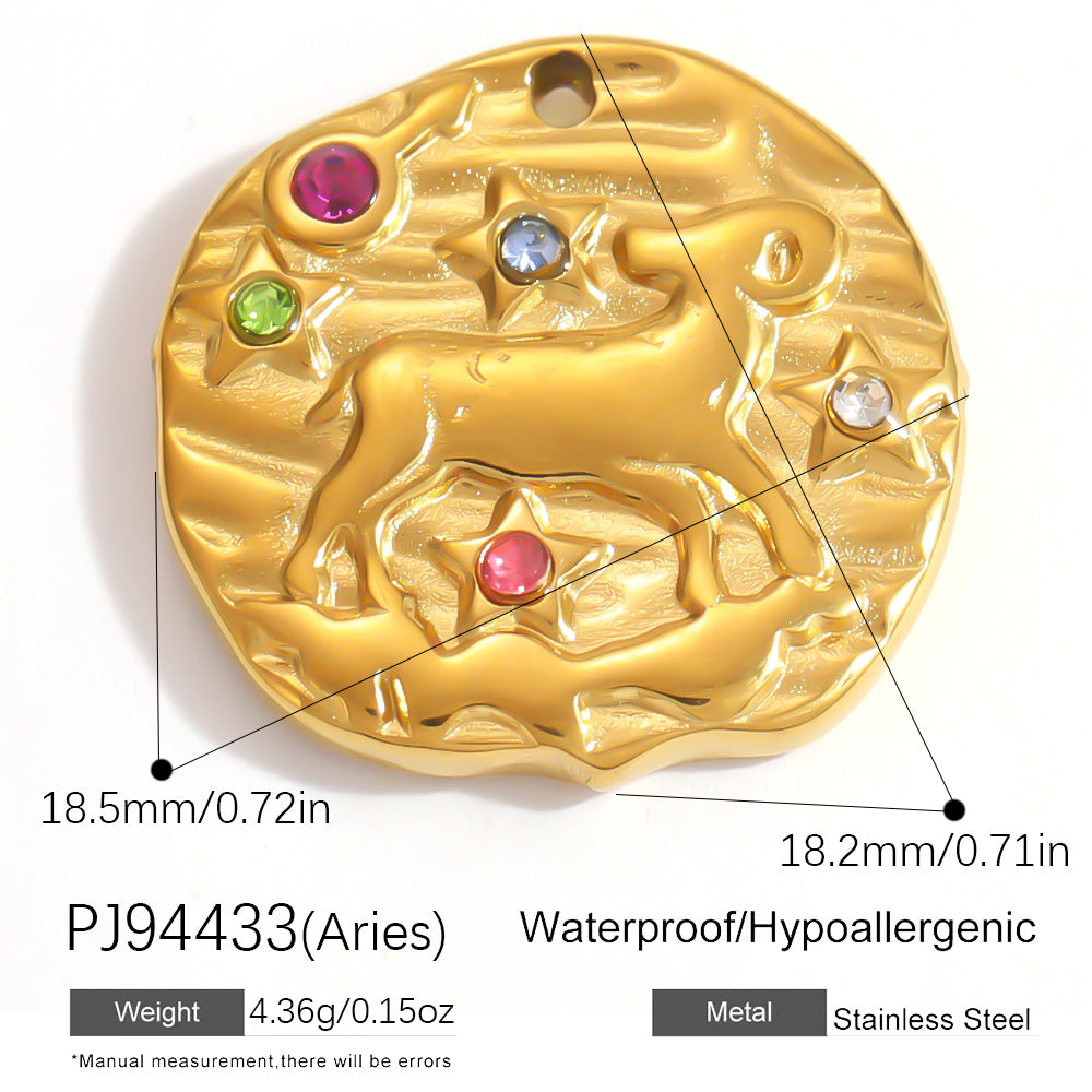 Constellation Pendant In 304 Stainless Steel With 18K Real Gold Plated 0.03µm PVD Coated Finish Featuring Inlay Craft, 1 PCS Package