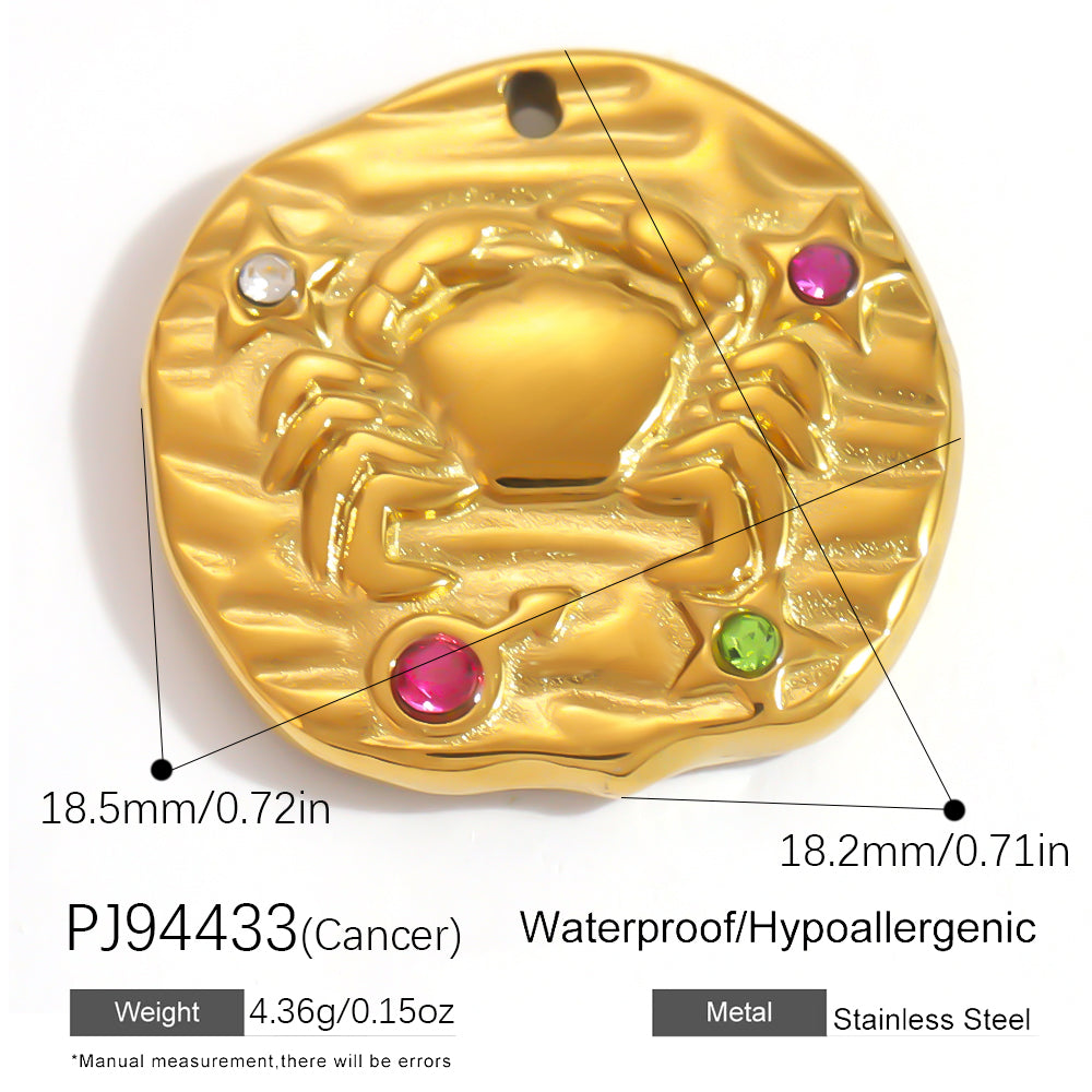 Constellation Pendant In 304 Stainless Steel With 18K Real Gold Plated 0.03µm PVD Coated Finish Featuring Inlay Craft, 1 PCS Package