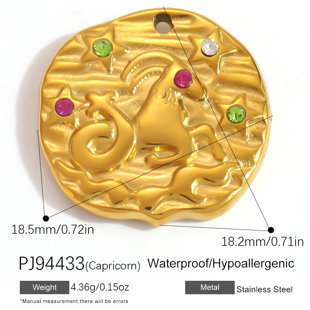 Constellation Pendant In 304 Stainless Steel With 18K Real Gold Plated 0.03µm PVD Coated Finish Featuring Inlay Craft, 1 PCS Package
