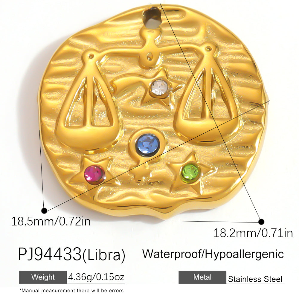 Constellation Pendant In 304 Stainless Steel With 18K Real Gold Plated 0.03µm PVD Coated Finish Featuring Inlay Craft, 1 PCS Package