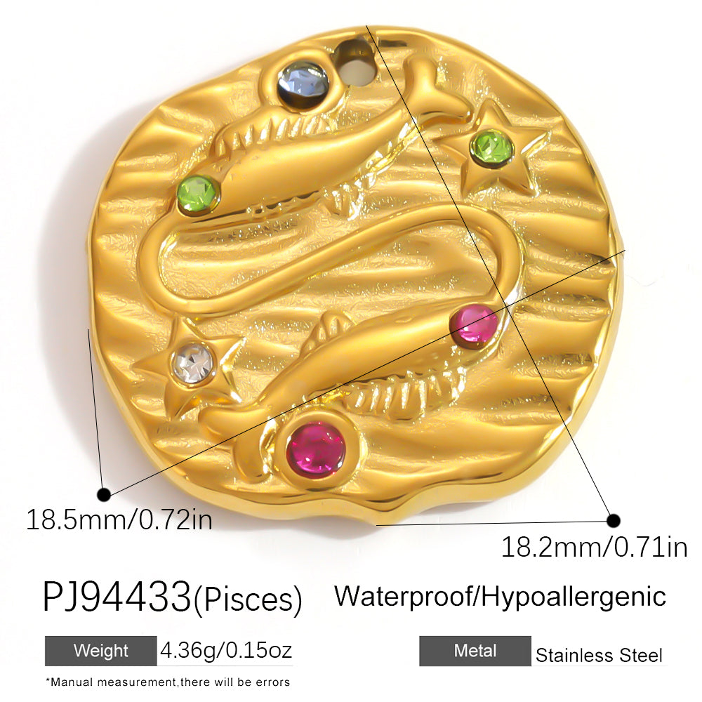 Constellation Pendant In 304 Stainless Steel With 18K Real Gold Plated 0.03µm PVD Coated Finish Featuring Inlay Craft, 1 PCS Package