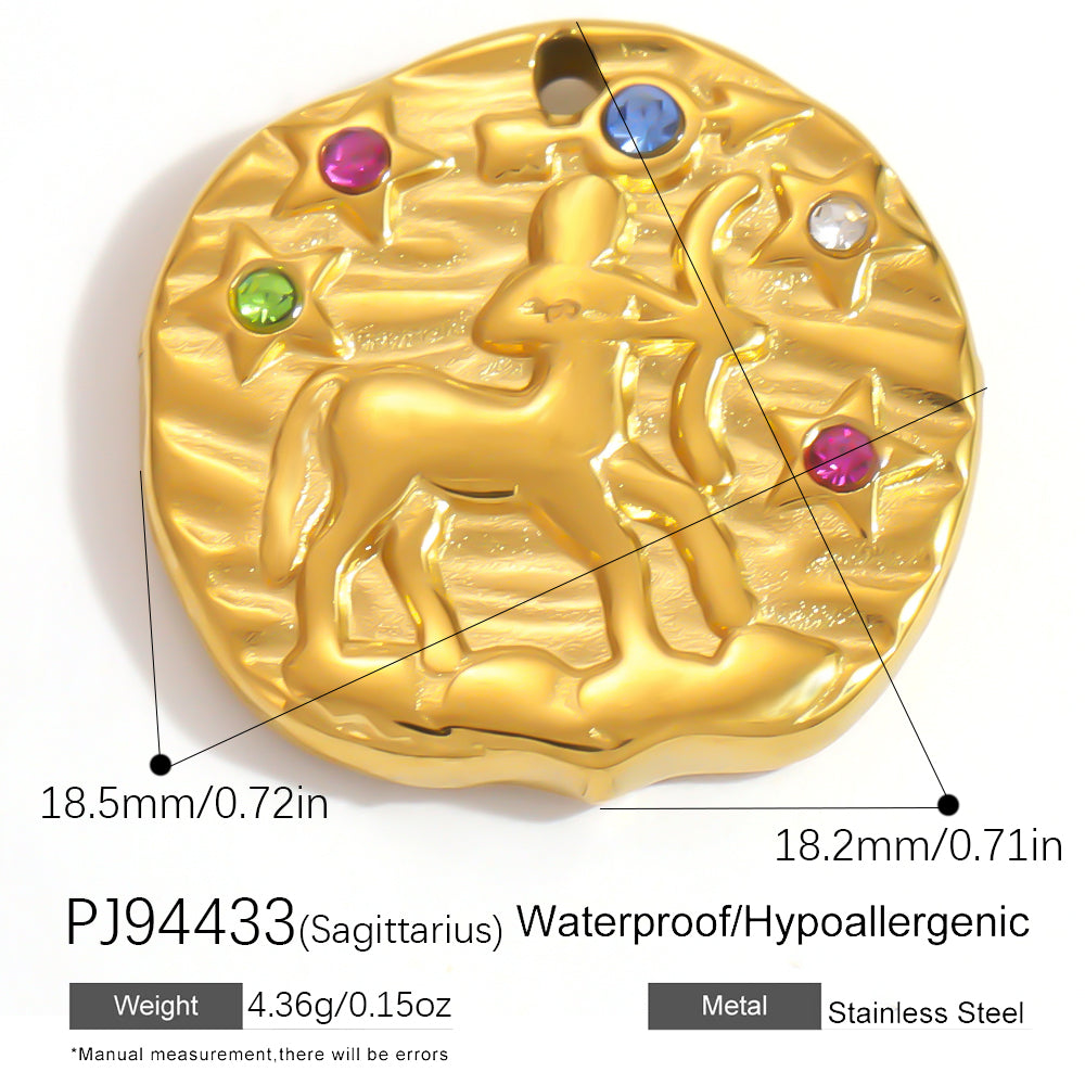 Constellation Pendant In 304 Stainless Steel With 18K Real Gold Plated 0.03µm PVD Coated Finish Featuring Inlay Craft, 1 PCS Package