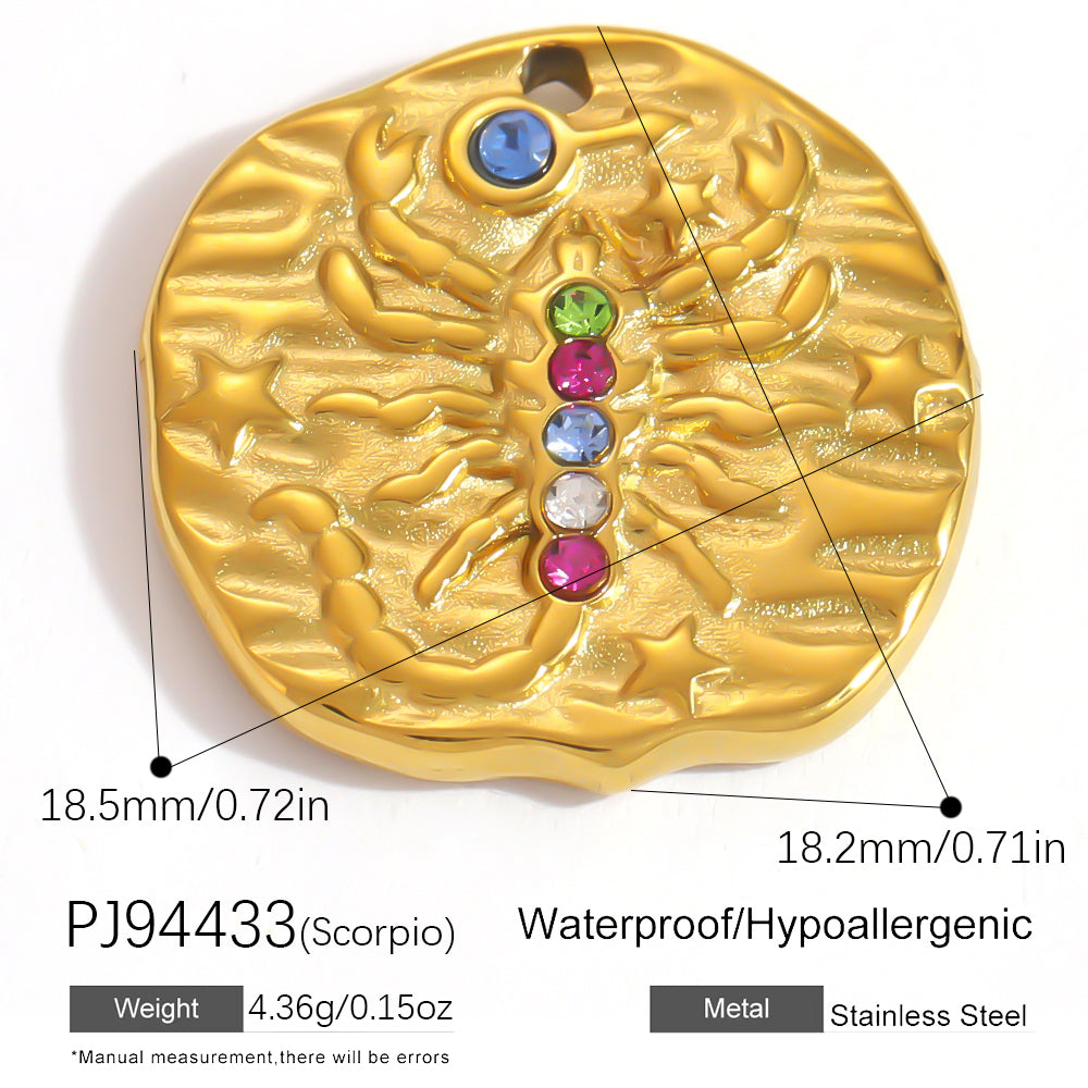 Constellation Pendant In 304 Stainless Steel With 18K Real Gold Plated 0.03µm PVD Coated Finish Featuring Inlay Craft, 1 PCS Package
