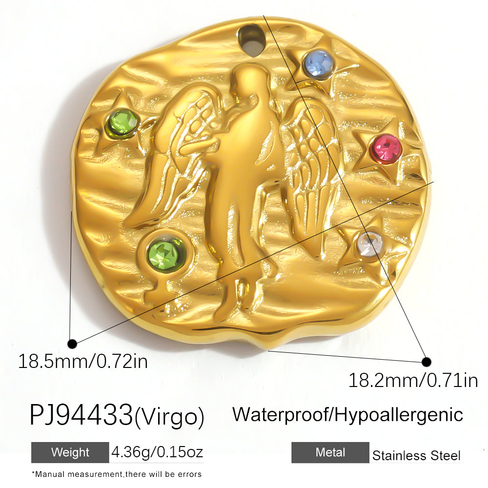 Constellation Pendant In 304 Stainless Steel With 18K Real Gold Plated 0.03µm PVD Coated Finish Featuring Inlay Craft, 1 PCS Package