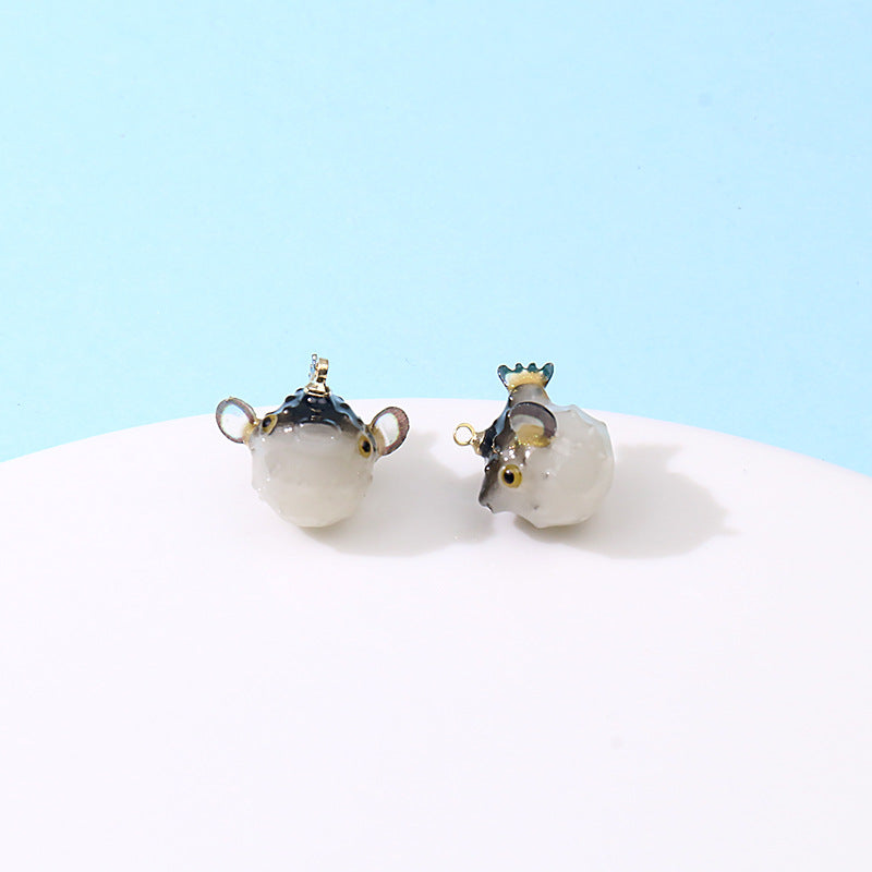 Dolphin Resin Earring Findings Featuring Epoxy Craftsmanship In Dyed Black With Cute Style Jewelry Accessories