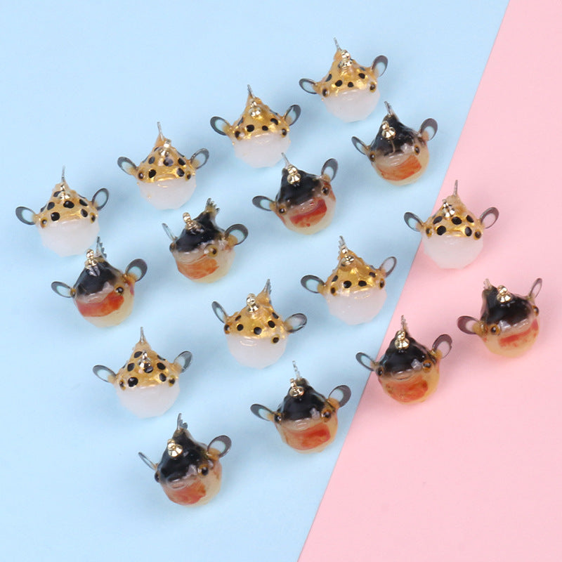 Dolphin Resin Earring Findings Featuring Epoxy Craftsmanship In Dyed Black With Cute Style Jewelry Accessories