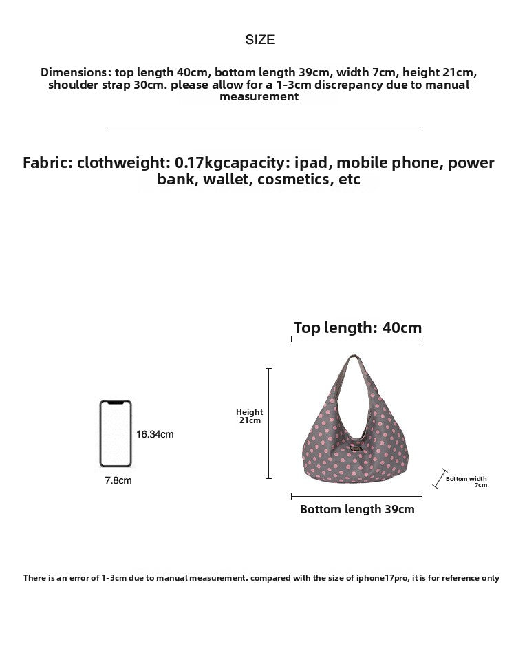 Folds Dumpling Shape Nylon Shoulder Bag With Sewing Thread Detail, Featuring Large Capacity And Single Shoulder Strap