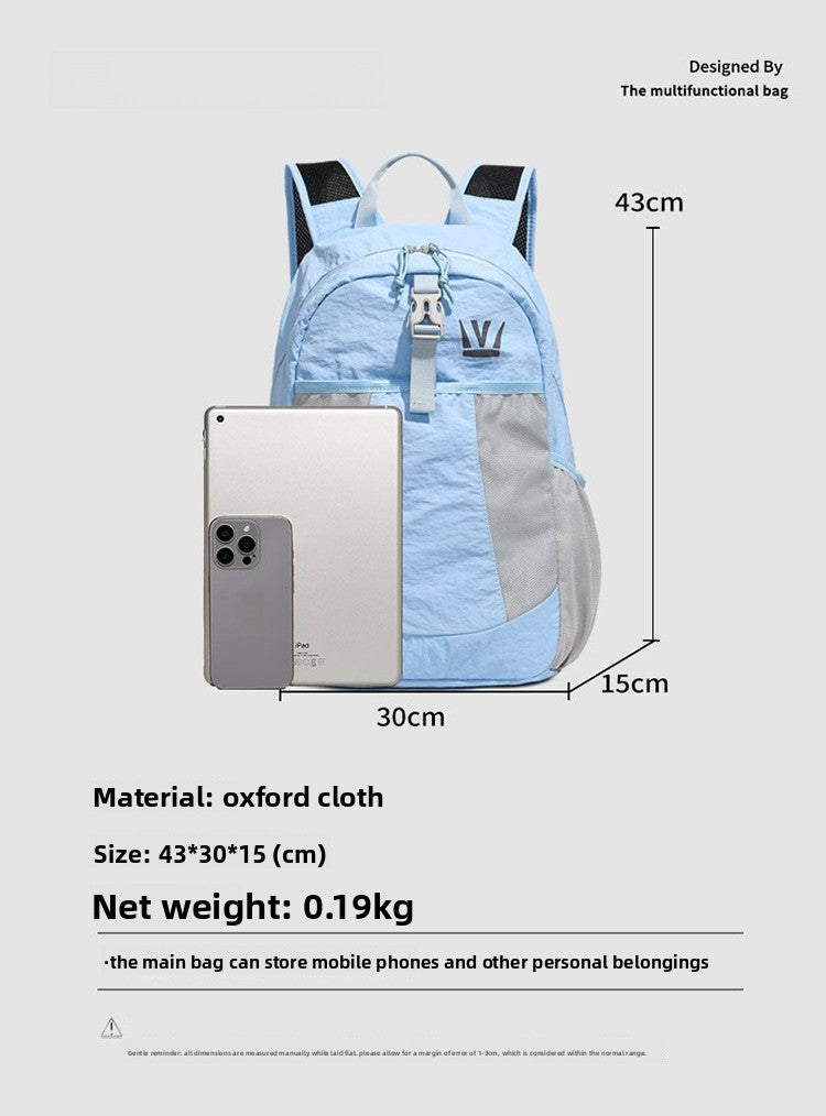 Color Block Women's Backpack In Oxford Cloth With Sewing Thread Detail, 14 Inch Outdoor Casual Bag For Summer