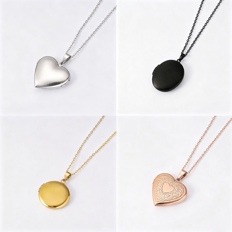Men's Heart Shape Locket Necklace In Silver 304 Stainless Steel With Electroplated Finish And Cable Chain