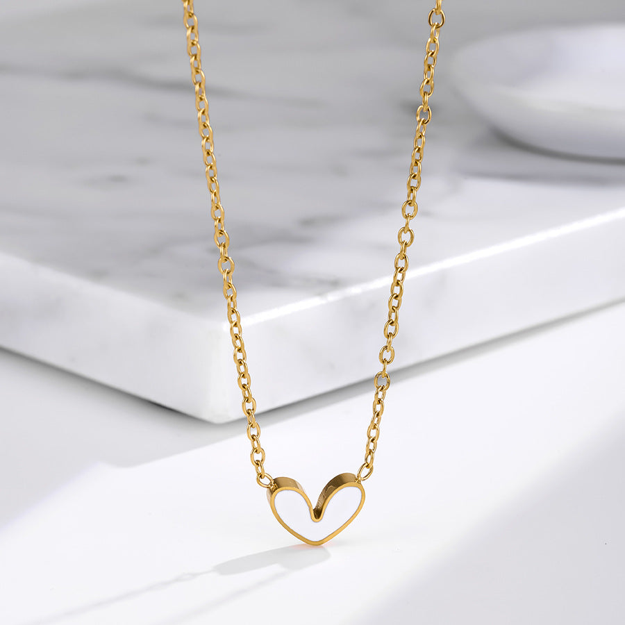 Heart Shape Simple Style Necklace For Women In 304 Stainless Steel With Waterproof Non Tarnish PVD Coated Cable Chain
