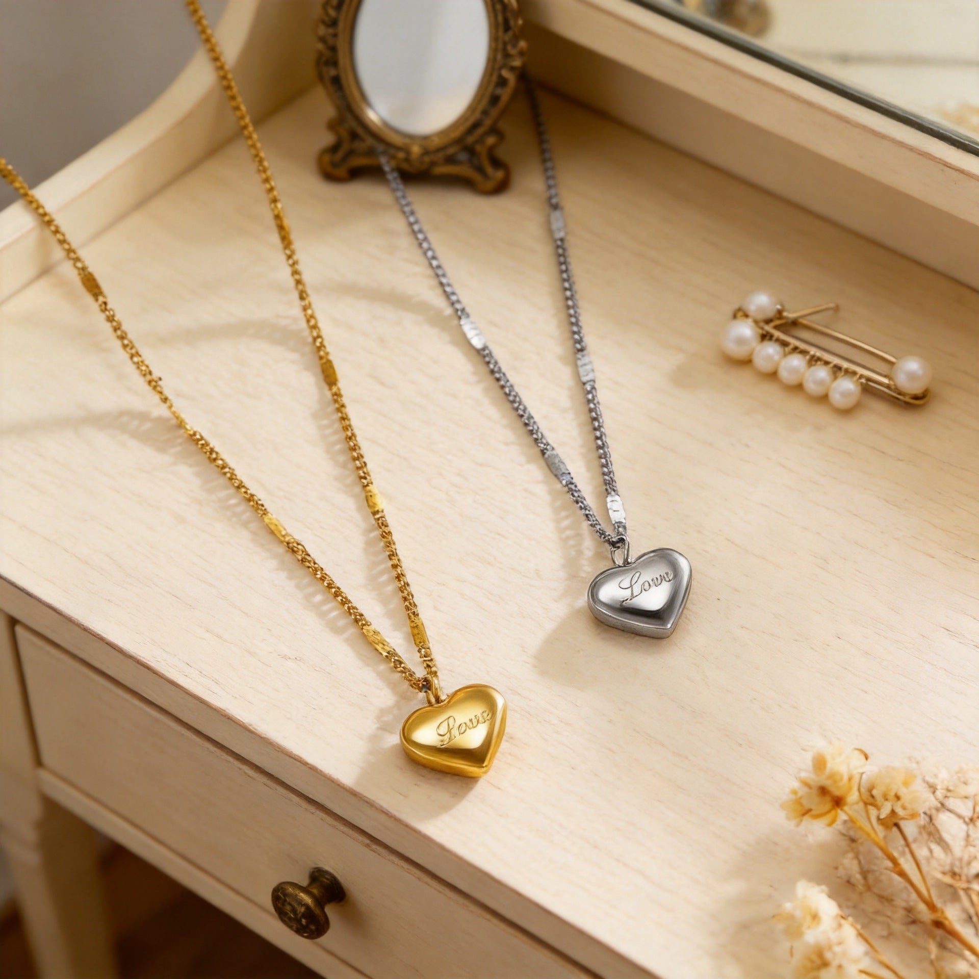 Heart Shape Necklace For Women Featuring Titanium Steel Pendant With 18K Real Gold Plated PVD Coating