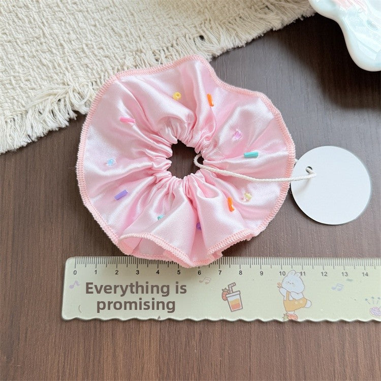 Round New Style Scrunchie Hair Accessory For Kids In Natural Pink Fabric