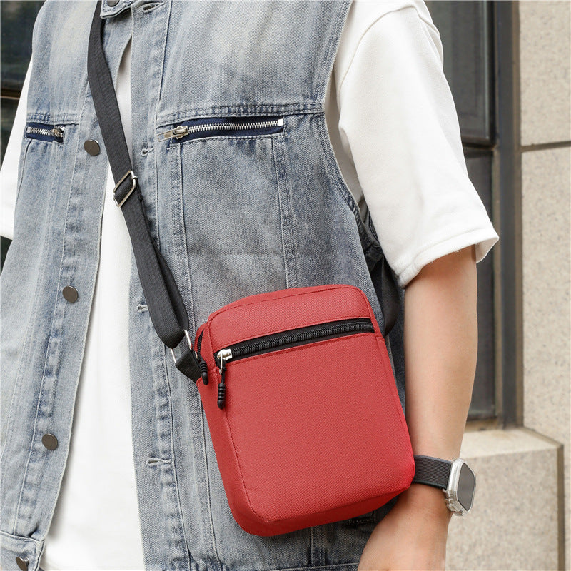 Men's Color Block Crossbody Bag In Oxford Cloth With Sewing Thread Detail, Featuring Sling Strap For Autumn