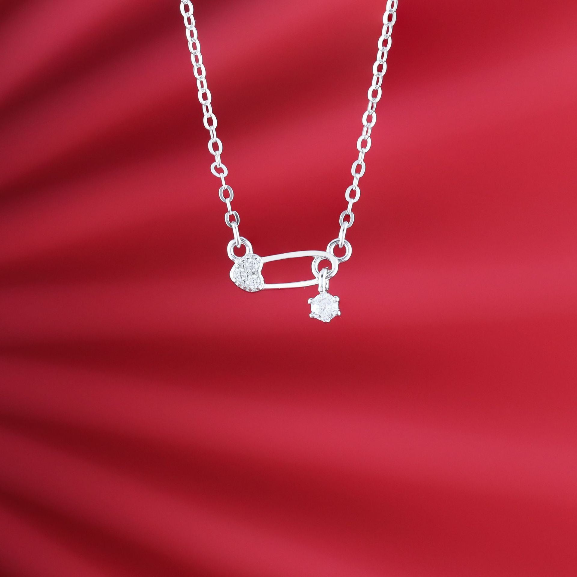 Heart Shape Necklace For Women In Simple Style, 925 Sterling Silver Pendant With Silver Paperclip Chain