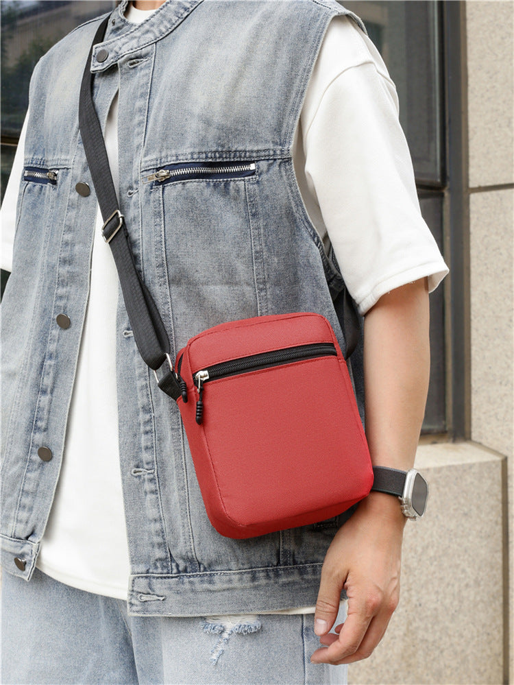 Men's Color Block Crossbody Bag In Oxford Cloth With Sewing Thread Detail, Featuring Sling Strap For Autumn