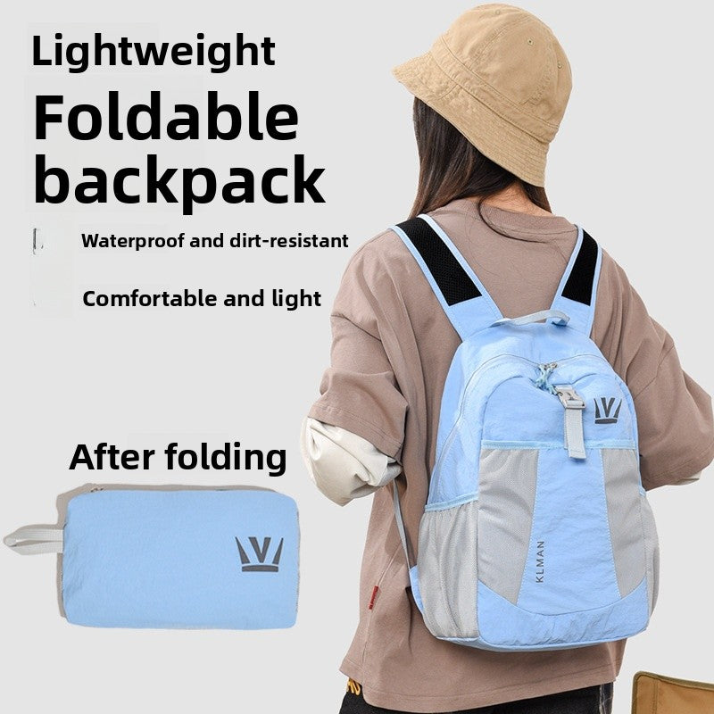 Color Block Hiking Backpack In Nylon With Sewing Thread Detail, 14 Inch Outdoor Casual Backpack For Summer
