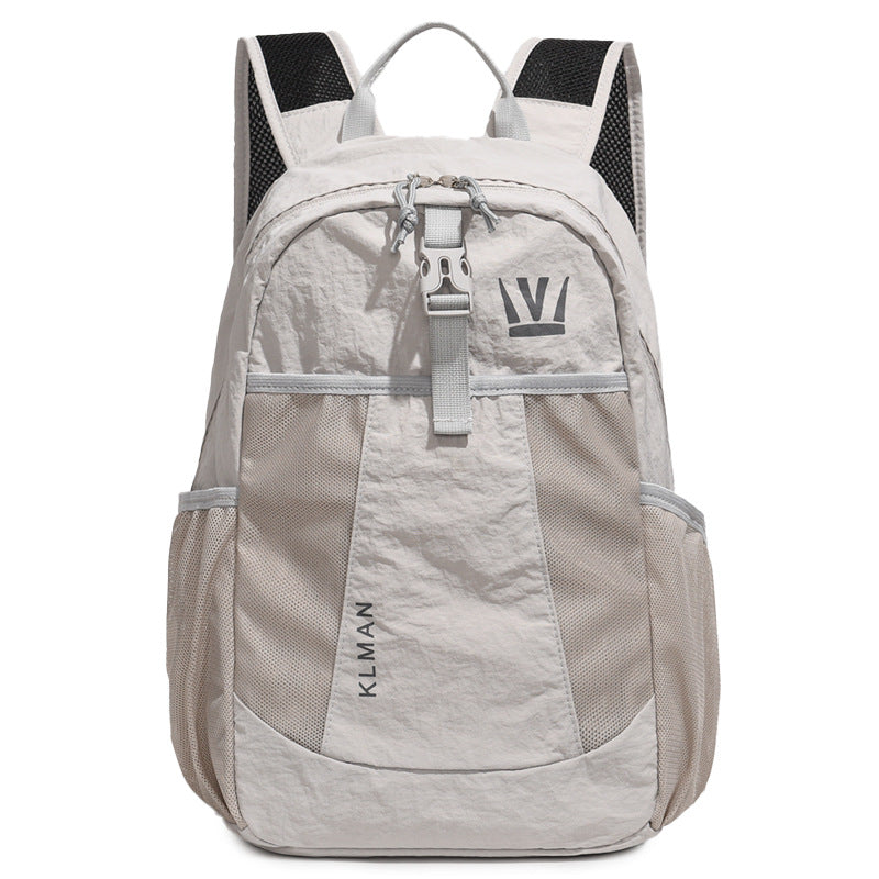 Color Block Women's Backpack In Oxford Cloth With Sewing Thread Detail, 14 Inch Outdoor Casual Bag For Summer