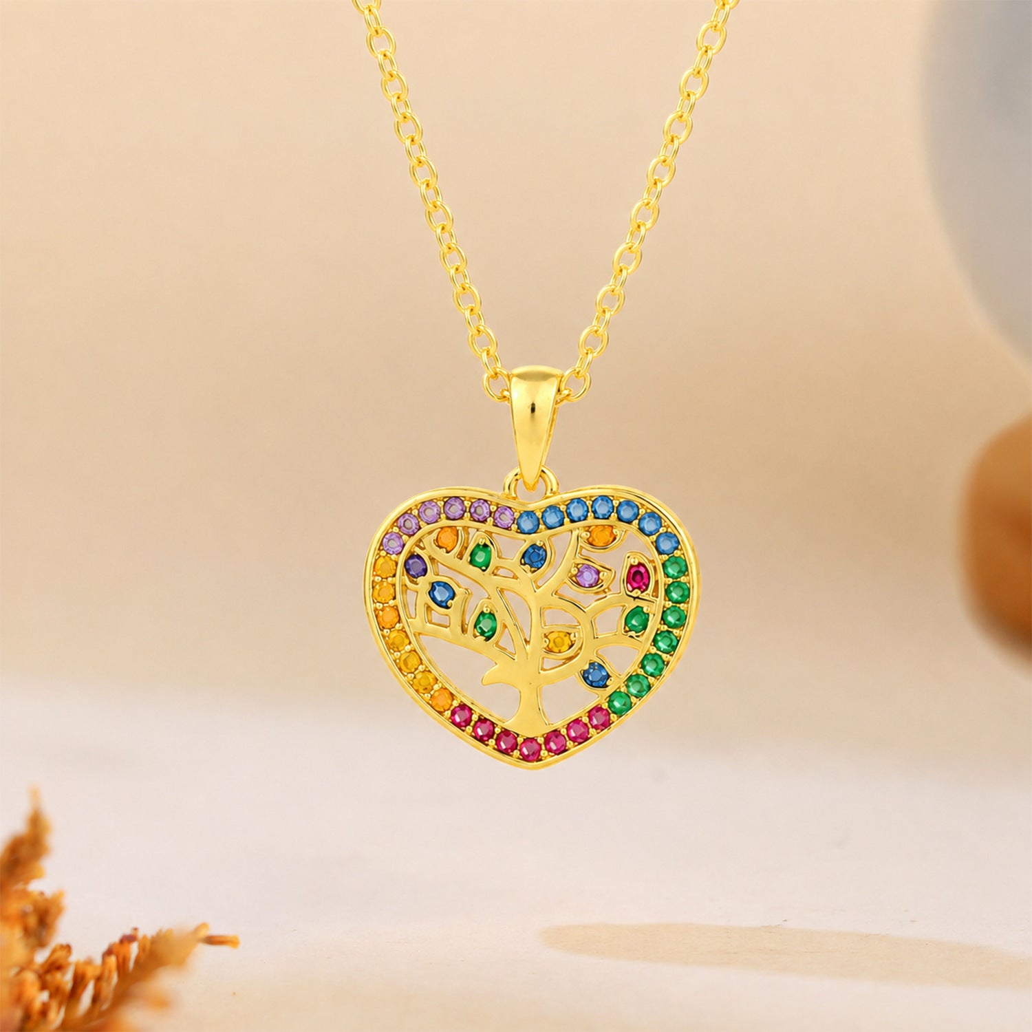 Heart Shape Necklace For Women With Copper Pendant Featuring 18K Real Gold Plating And Zircon Inlay On A Cable Chain