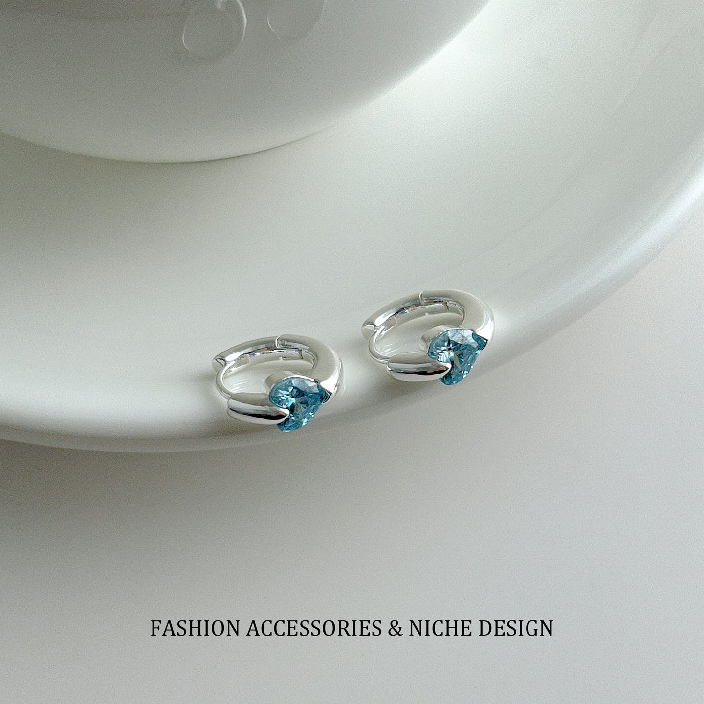Heart Shape Stud Earrings For Women In Copper With Electroplated Gold Plating And Zircon Inlay