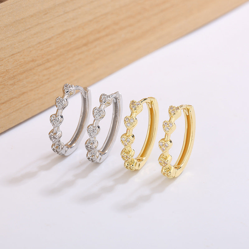 Heart Shape Earrings For Women In Gold Featuring Electroplated Finish And Copper Ear Pins