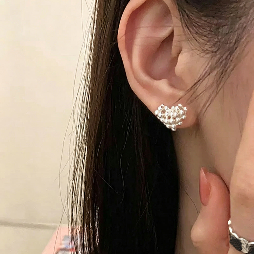 Heart Shape Beading Earrings For Women Featuring Gold Color And Copper Ear Pins