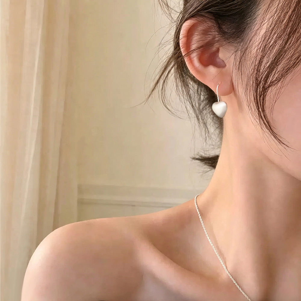Heart Shape Brushed Earrings For Women, Copper Studs With 18K Real Gold Electroplated Finish