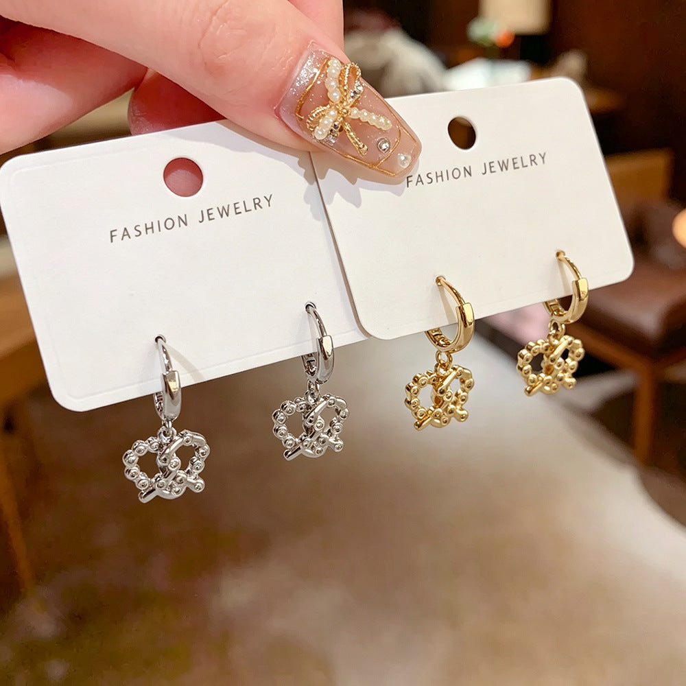 Heart Shape Earrings For Women Featuring 18K Real Gold Plated Copper Alloy With Zircon Inlay