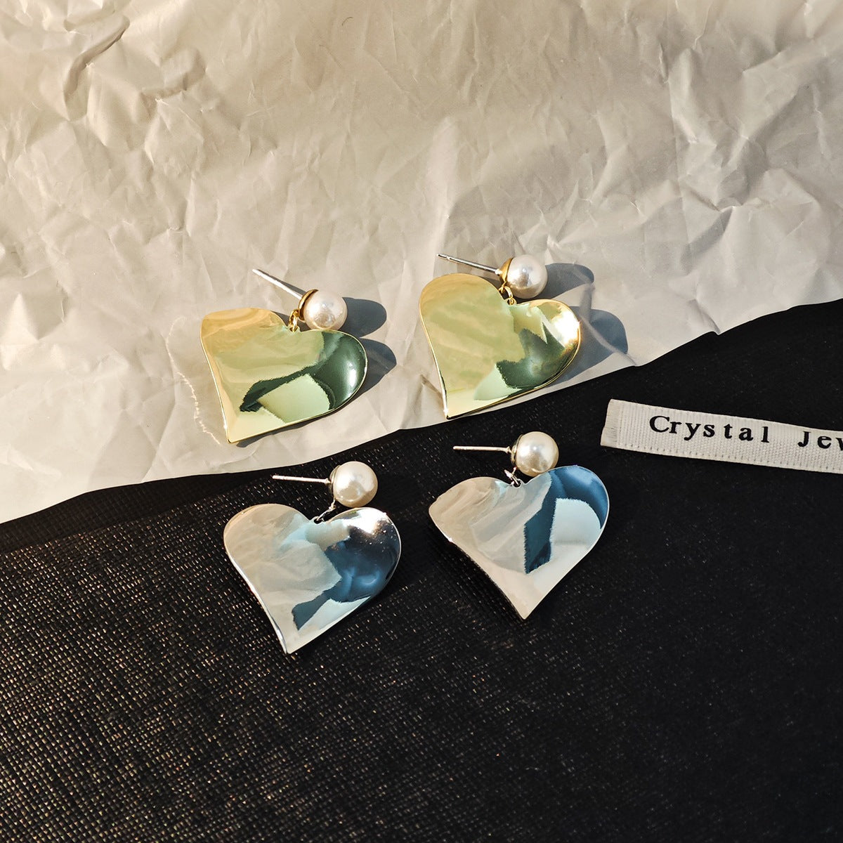 Heart Shape Drop Earrings For Women In Gold Featuring Electroplated Finish With Zinc Alloy Ear Pins