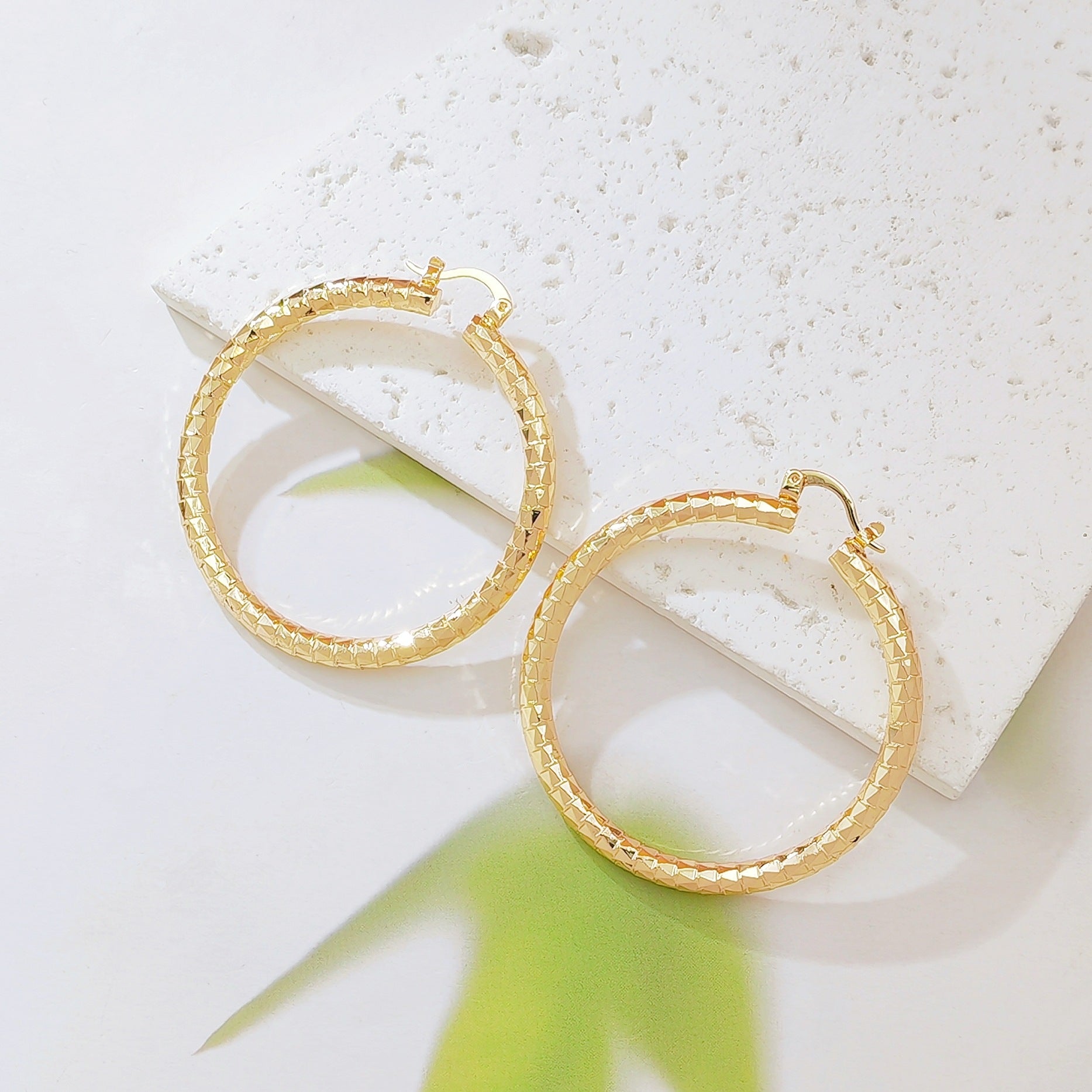 Litmus Large Round Earrings For Women In Gold Alloy Featuring Copper Ear Pins