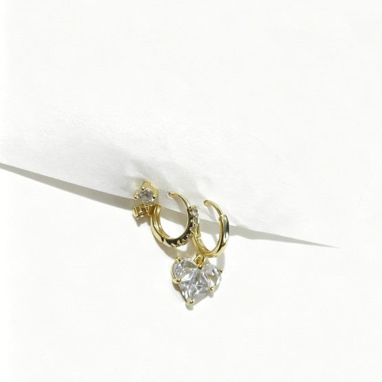 Heart Shape Earrings For Women Featuring 14K Real Gold Plated Brass With Copper Ear Pins In Gold